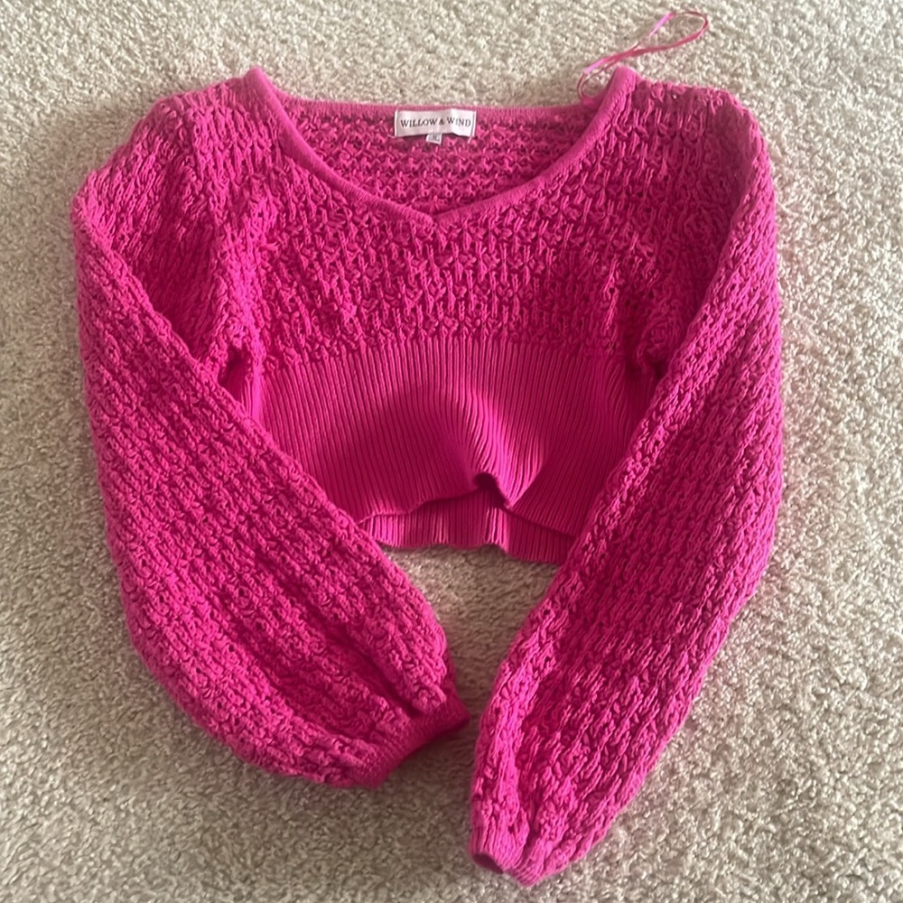 Pink Knit Cropped Sweater